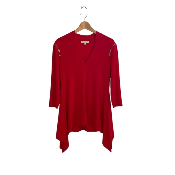 ★ Chaus | Long Flowy 3/4 Sleeve Tunic with Faux Zippers ★ - Picture 9 of 9